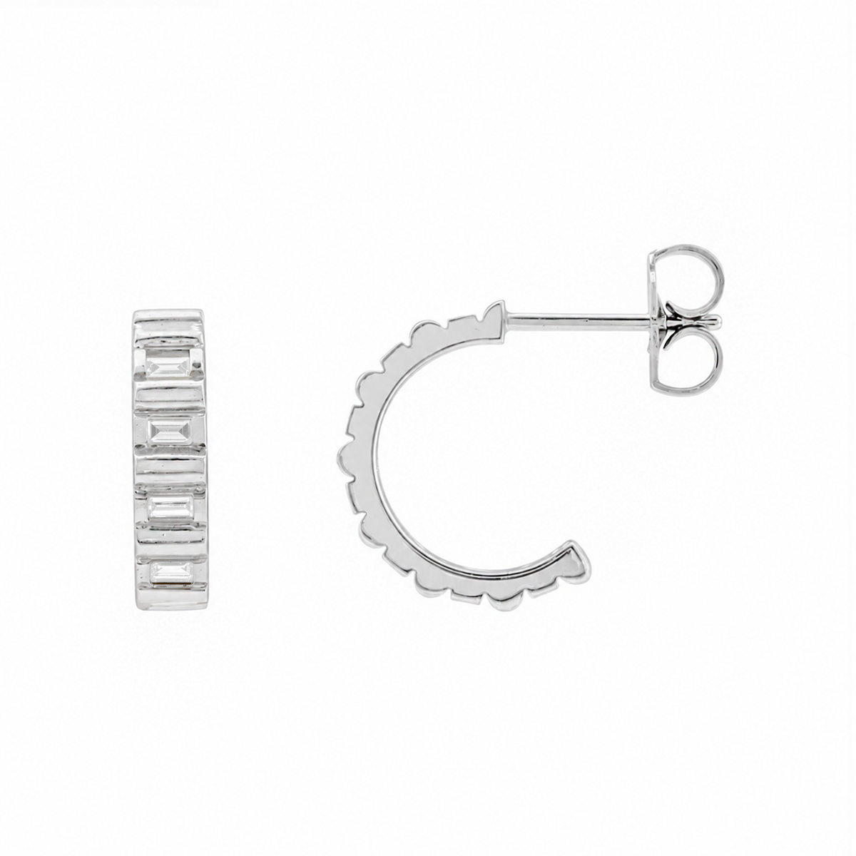 Pallas Baguette Diamond Huggie Earrings
