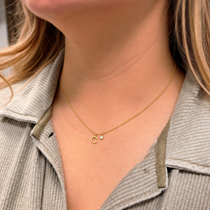 Classic Initial Diamond Pendant Necklace