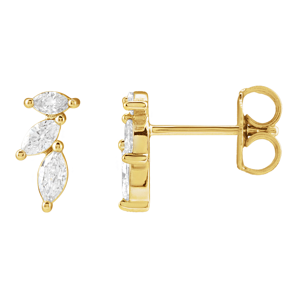 Daphne Marquise Cluster Diamond Stud Earrings