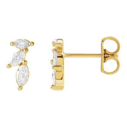 Daphne Marquise Cluster Diamond Stud Earrings