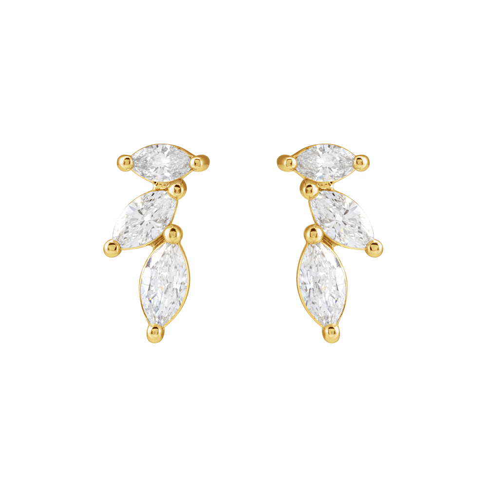 Daphne Marquise Cluster Diamond Stud Earrings