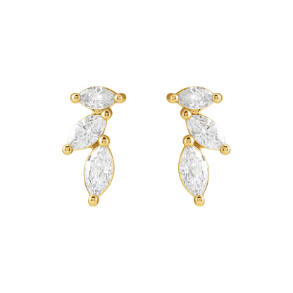 Daphne Marquise Cluster Diamond Stud Earrings