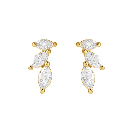 Daphne Marquise Cluster Diamond Stud Earrings