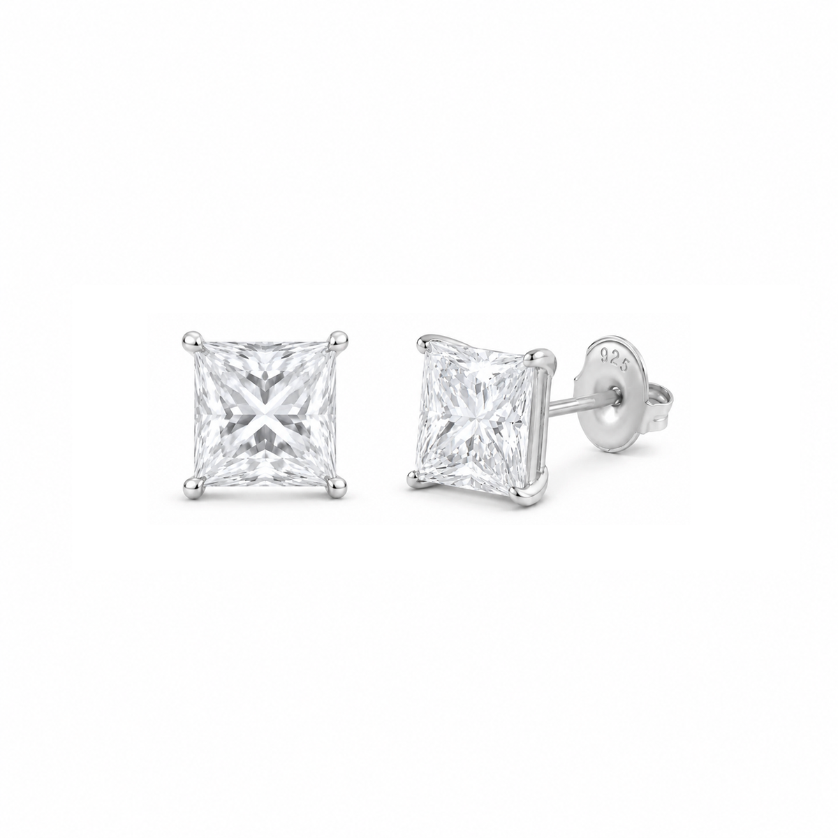 Ophelia Princess Cut Stud Earrings
