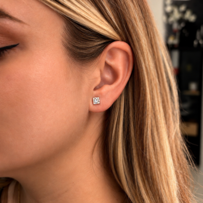 Ophelia Princess Cut Stud Earrings
