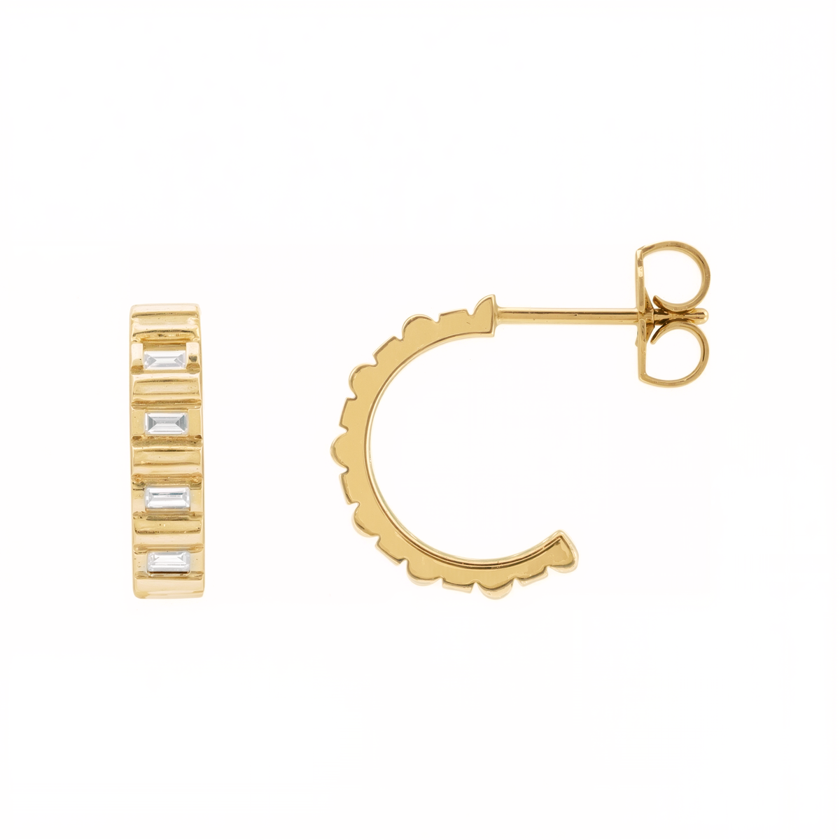 Pallas Baguette Diamond Huggie Earrings