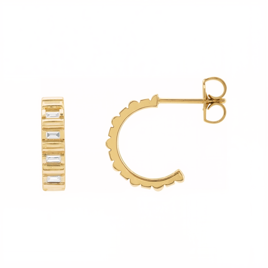 Pallas Baguette Diamond Huggie Earrings