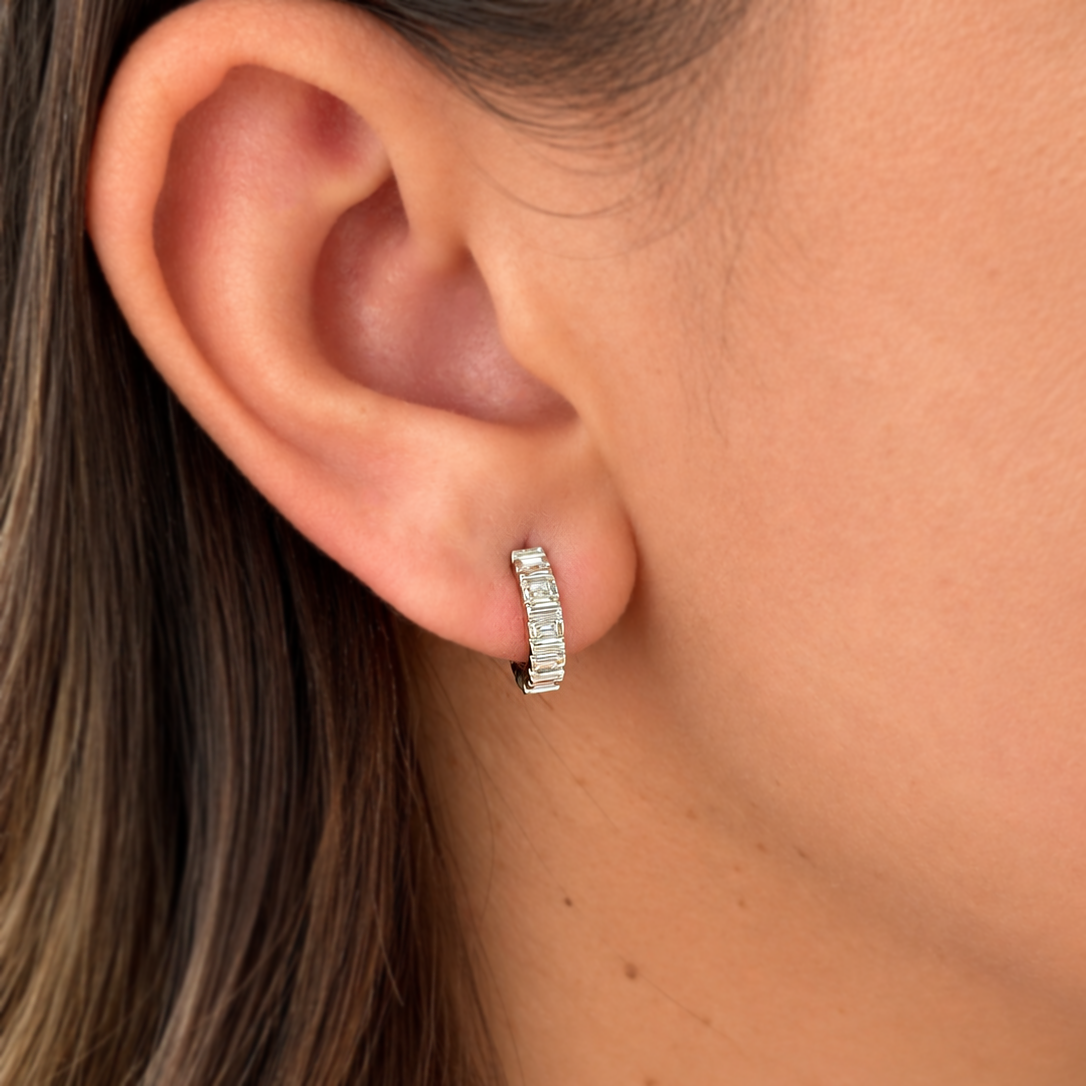 Pallas Baguette Diamond Huggie Earrings