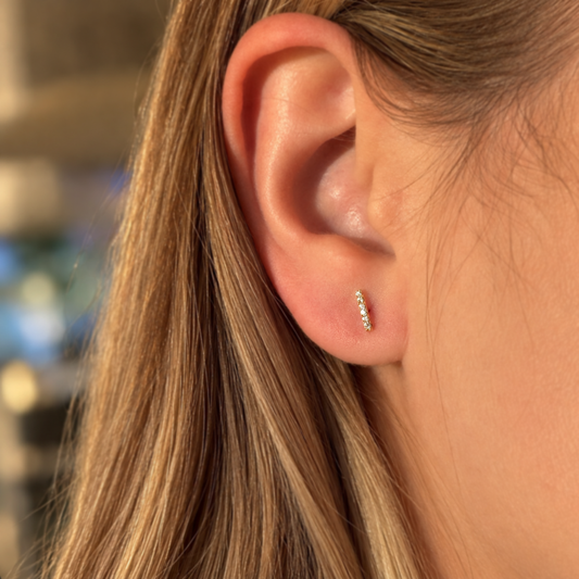 Vega Diamond Bar Stud Earrings